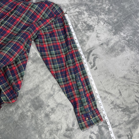 Brooks Brothers 346 Shirt Plaid Button Down Mens M Red Navy Green Cotton Casual - Picture 7 of 7